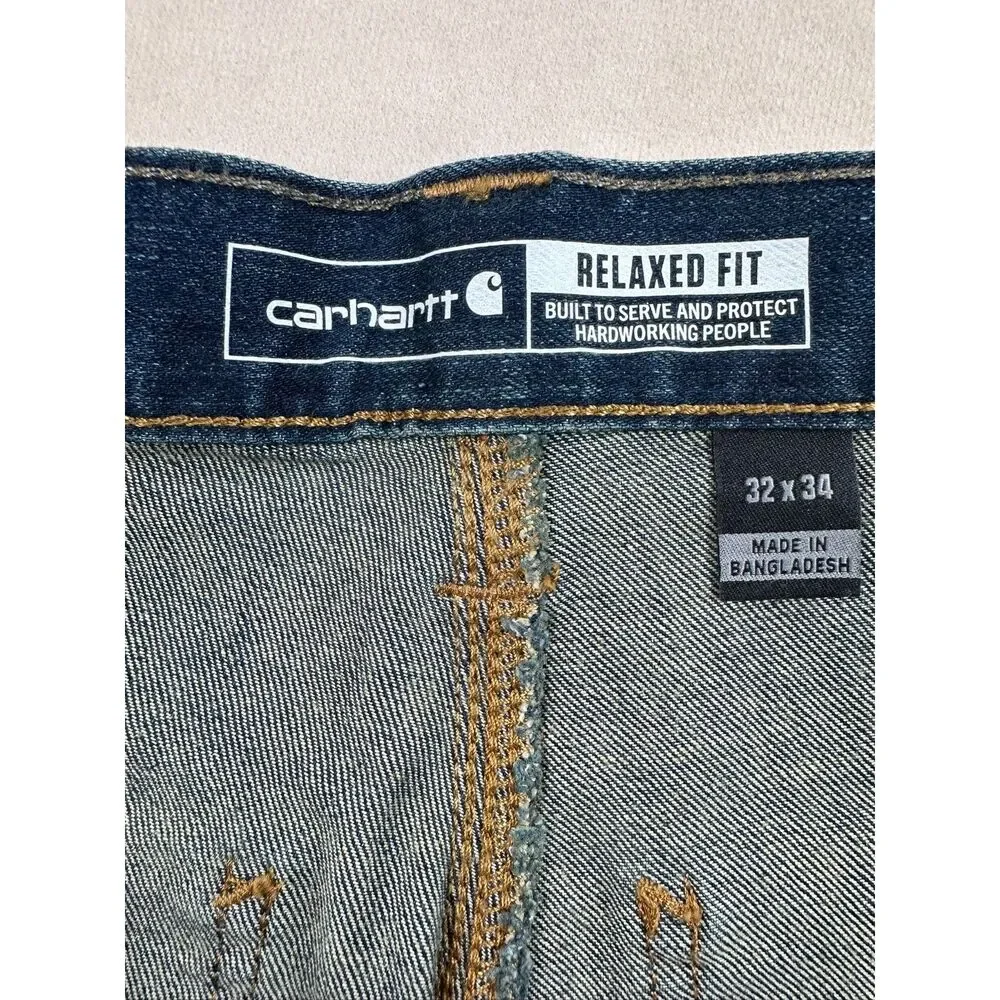 Carhartt Jeans Mens 32x34 Rugged Flex Relaxed Fit Utility Work Denim NWT BD2808